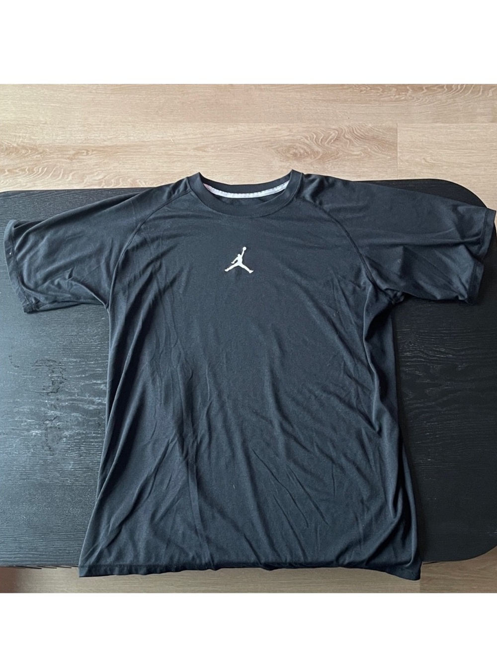 Jordan Black Short-Sleeve Logo Tee with White Jumpman
